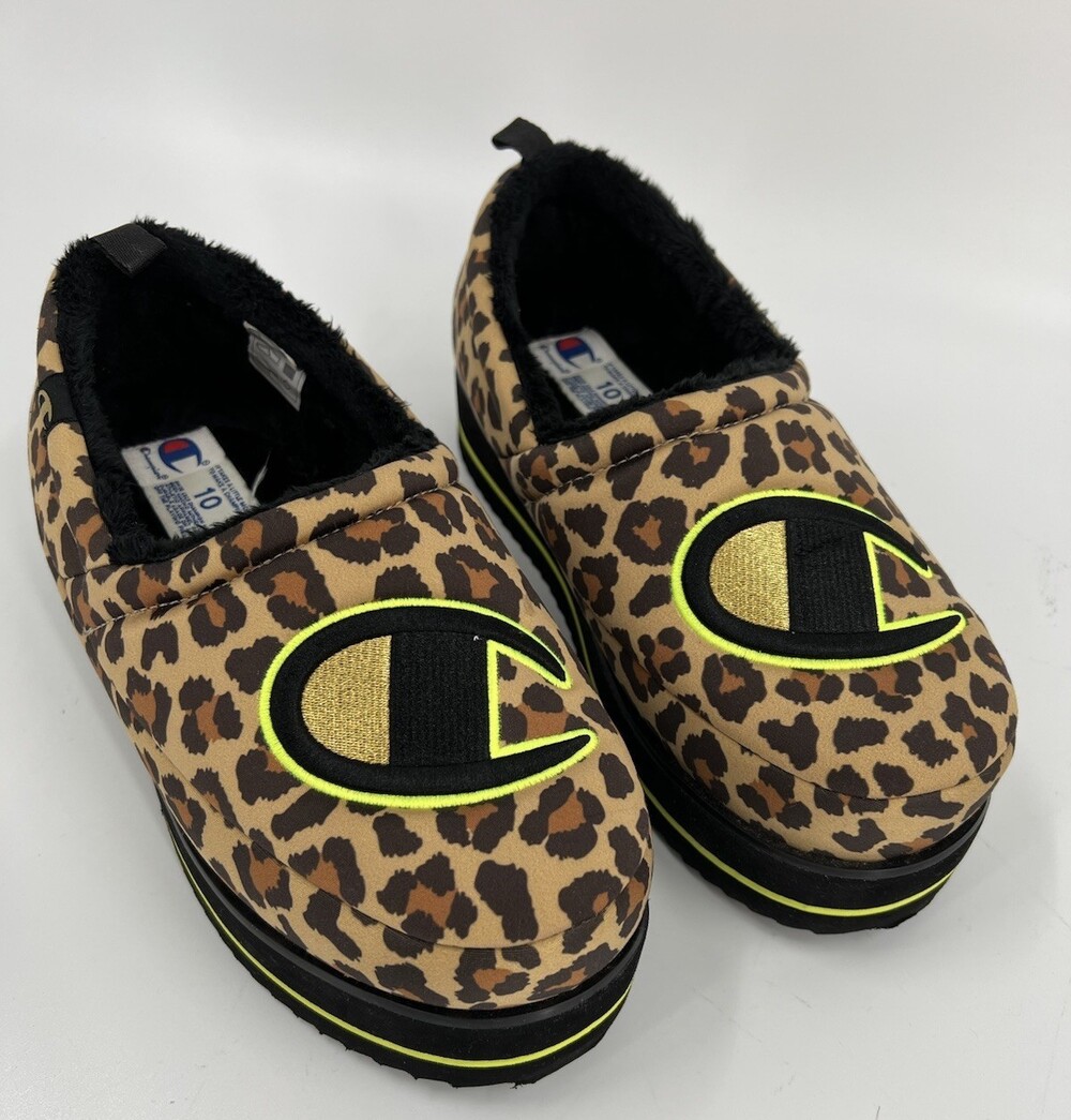 Champion Hot Stuff Platform Leopard Print Slipper Shoes Womens Size 10